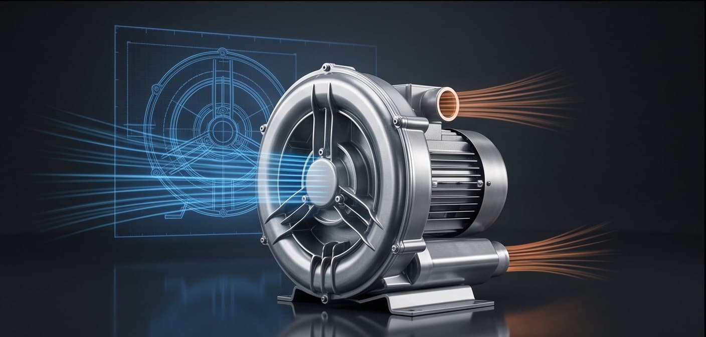 Representative studio render of an industrial regenerative blower